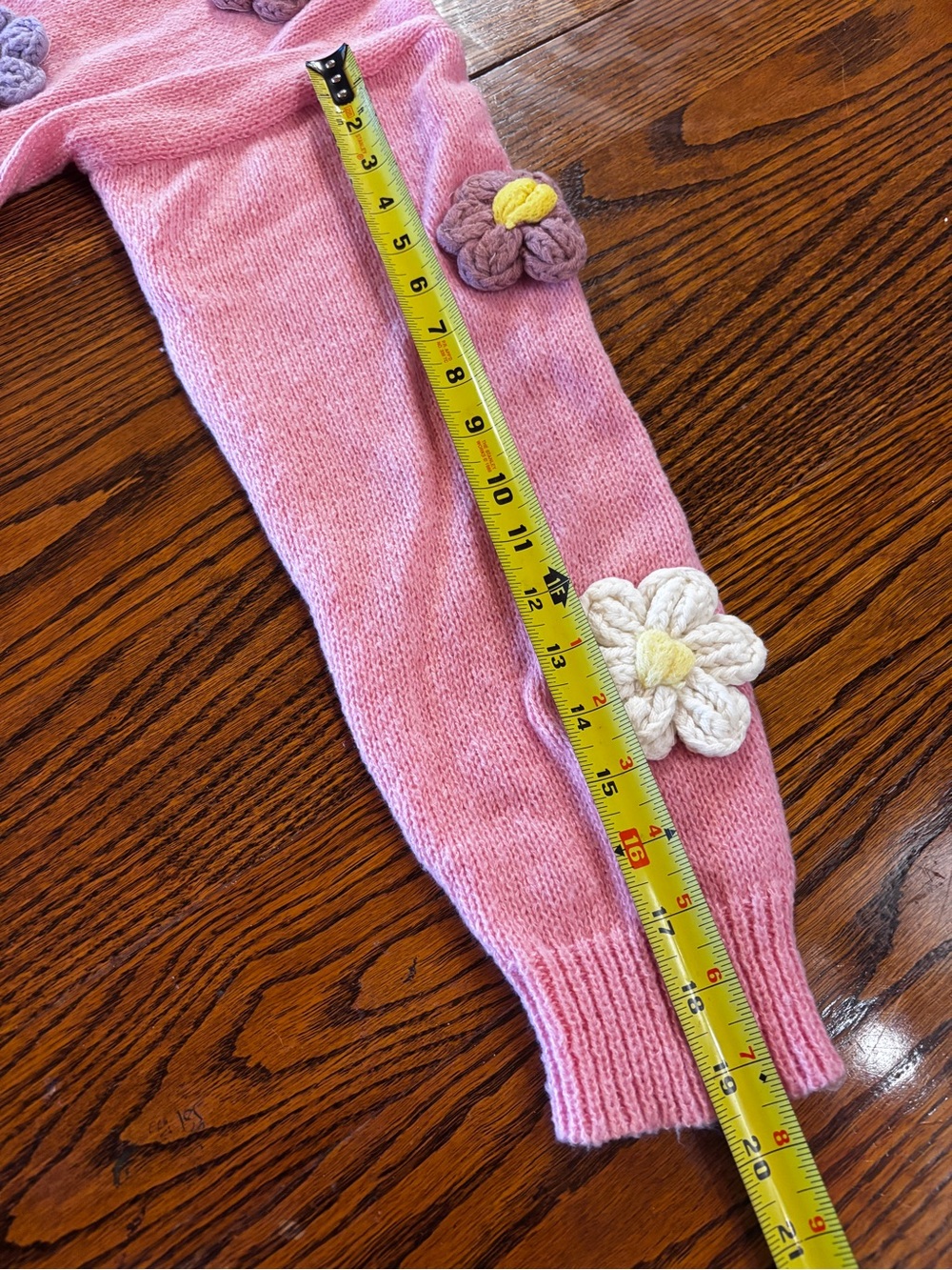 Handmade Pink Knit Flower Cardigan Sweater Cottagecore Y2K Coquette - Picture 10 of 10